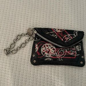 Henri Bendel Pink and Black Clutch with Chain